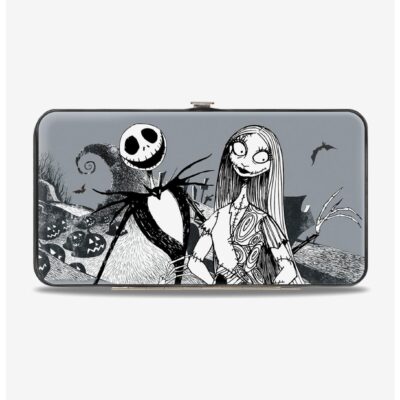 The Nightmare Before Christmas Jack & Sally Greyscale Hinged Wallet