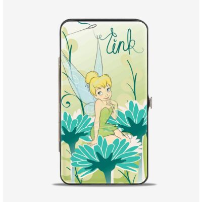 Disney Tinker Bell Tink Sitting On Flower Pose Hinged Wallet