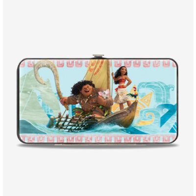 Disney Moana Voyage Group Pose Tribal Icons Collage Hinged Wallet