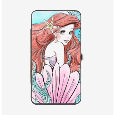 Disney The Little Mermaid Ariel Over Shoulder Sketch Pose Tail Shells Hinged Wallet