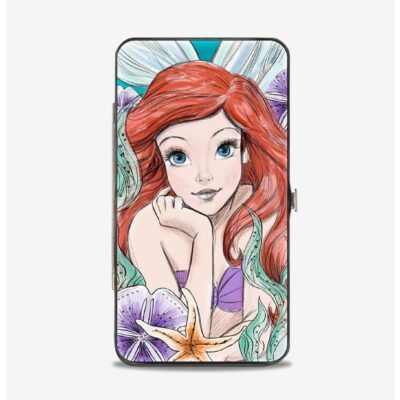 Disney The Little Mermaid Ariel Sketch Pose King Tritons Castle Shells Hinged Wallet