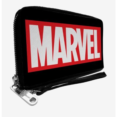 Marvel Red Brick Logo Black Red White Womens Zip Around Wallet