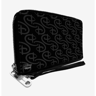 Disney Signature D Monogram Black Zip Around Wallet