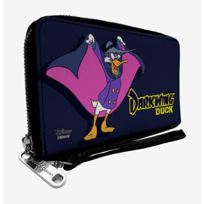 Disney Darkwing Duck Cape Pose Navy Yellow Zip Around Wallet