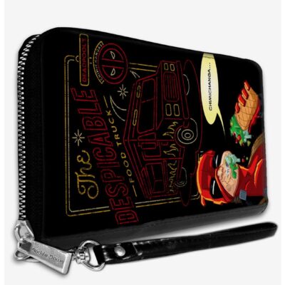 Marvel Deadpool Food Truck Chimichanga Pose Black Red Yellow Zip Around Wallet