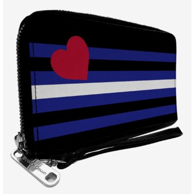 Leather Flag Zip Around Wallet