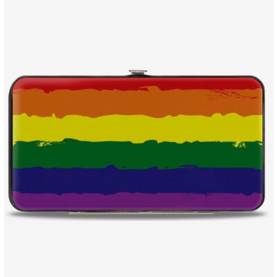 Rainbow Stripe Painted Hinged Wallet