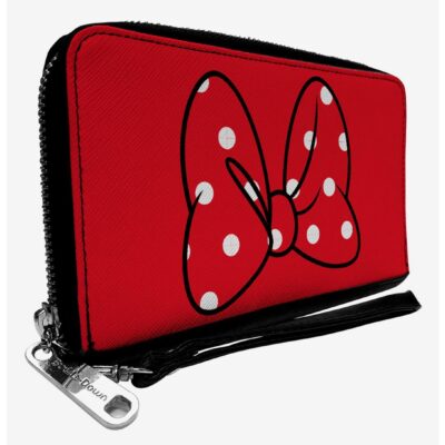 Disney Minnie Mouse Polka Dot Bow Zip Around Wallet