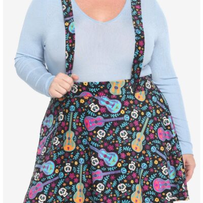 Disney Pixar Coco Sugar Skull & Guitar Velvet Suspender Skirt Plus Size