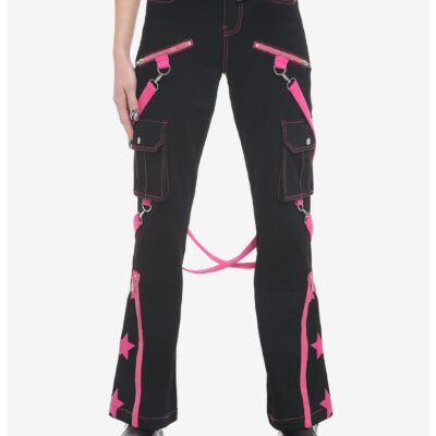 Pink Stars Suspender Girls Cargo Pants