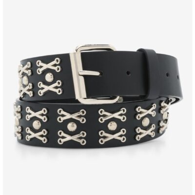 Black Crossbones Stud Belt