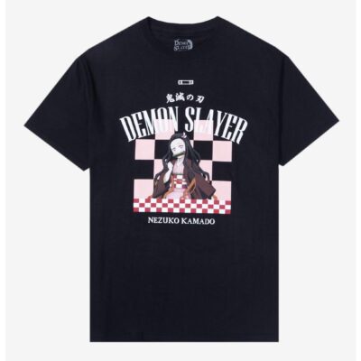 Demon Slayer: Kimetsu No Yaiba Nezuko Checkered Boyfriend Fit Girls T-Shirt