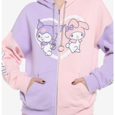 My Melody & Kuromi Pastel Split Girls Hoodie