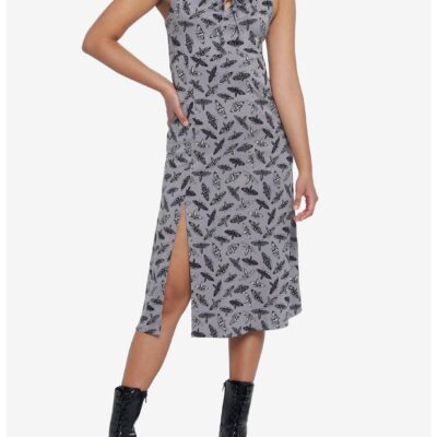 Moths Allover Print Midi Dress