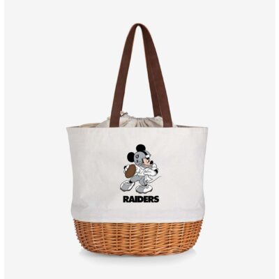 Disney Mickey Mouse NFL Las Vegas Raiders Canvas Willow Basket Tote