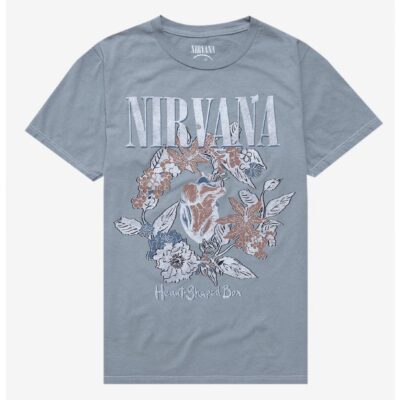 Nirvana Floral Heart Boyfriend Fit Girls T-Shirt