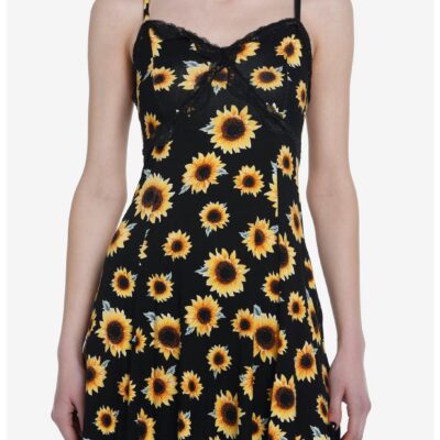 Sunflowers & Lace Slip Dress