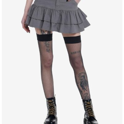 Social Collision Grey Ruffle Skirt