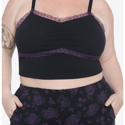 Cosmic Aura Black & Purple Rose Girls Lounge Set Plus Size