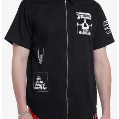 Skull Patch Zip-Up Woven Shirt