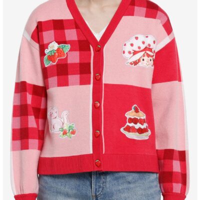 Strawberry Shortcake Gingham Patchwork Girls Cardigan