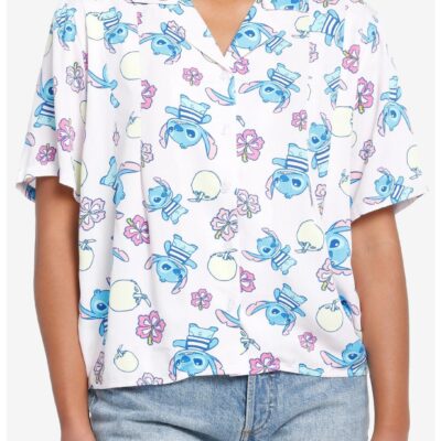 Disney Lilo & Stitch Tropical Pastel Girls Woven Button-Up