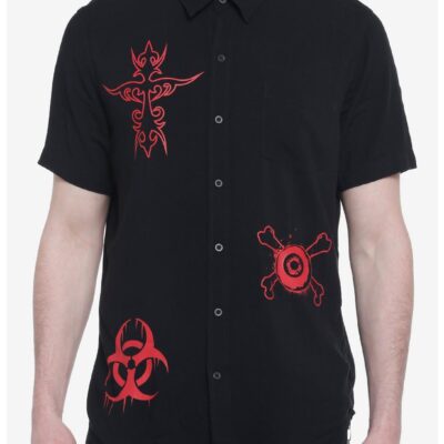 Red Death Symbols Woven Button-Up