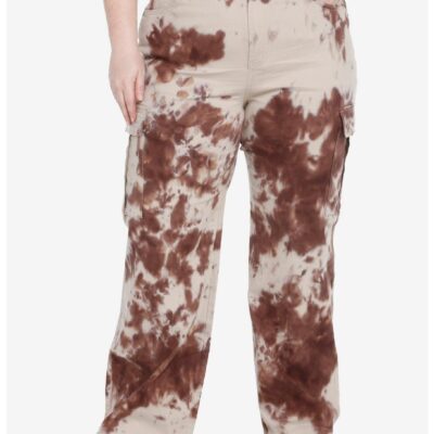 Social Collison Brown Tie-Dye Straight Leg Pants Plus Size