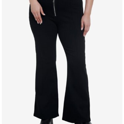 Black Grommet Belt Girls Flare Pants Plus Size