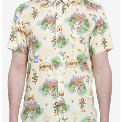 Disney Peter Pan Never Land Map Woven Button-Up