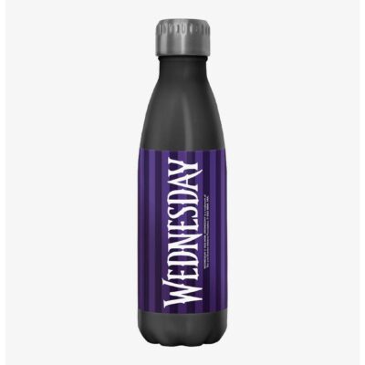 Wednesday Striped Title Water Bottle