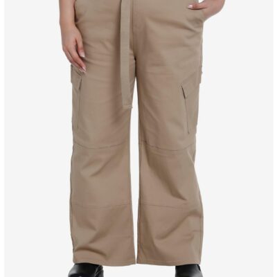 Khaki Belted Cargo Pants Plus Size