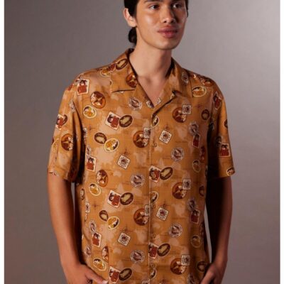 Our Universe Indiana Jones Travel Stickers Woven Button-Up