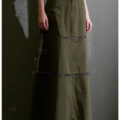 Social Collision Green Zip-Off Maxi Skirt