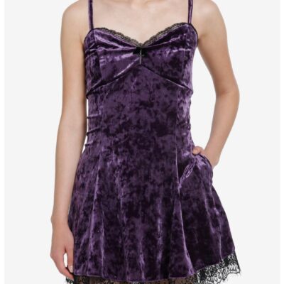 Cosmic Aura Purple Velvet Slip Dress