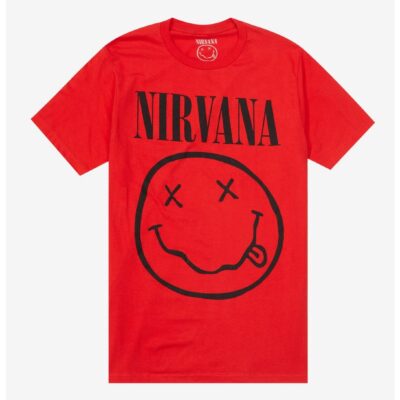 Nirvana Smile Red Boyfriend Fit Girls T-Shirt