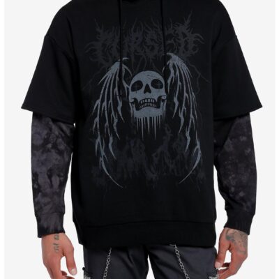 Winged Skull Cursed Twofer Hoodie