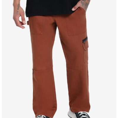 Brown Ankle Zipper Carpenter Pants