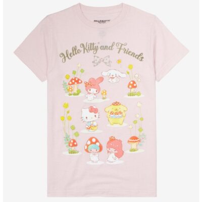 Hello Kitty And Friends Mushroom Boyfriend Fit Girls T-Shirt