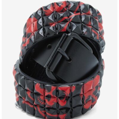 Black & Red Skull Pyramid Belt