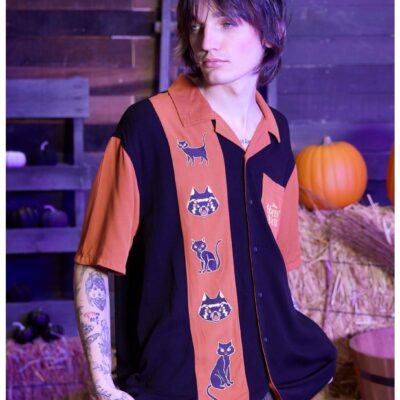 Our Universe Disney Hocus Pocus Binx Bowling Woven Button-Up