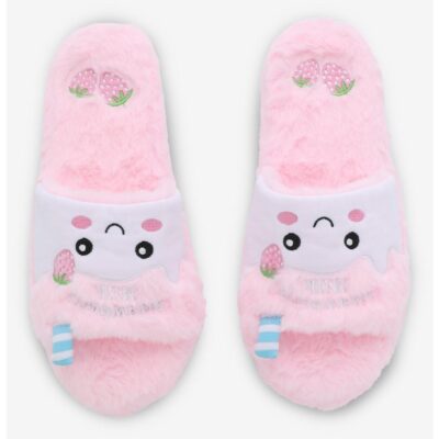 Strawberry Milk Fuzzy Plush Slippers