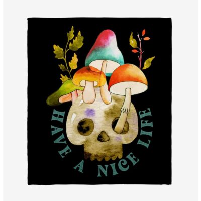 Mushroom Skull Nice Life Throw Blanket