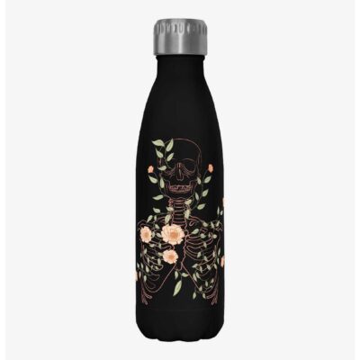 Hot Topic Skeleton Flowers Lineart Water Bottle