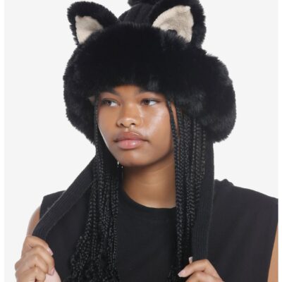 Cat Faux Fur Pom Beanie