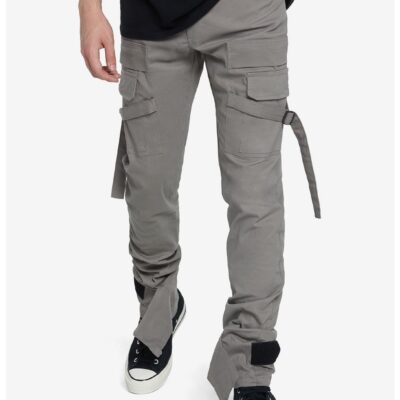 Grey Strap Cargo Pants