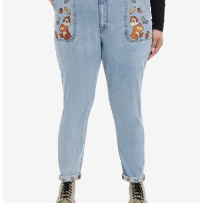 Disney Chip ‘N’ Dale Embroidered Mom Jeans Plus Size