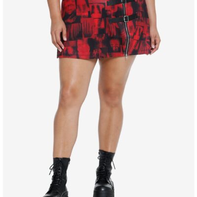 Social Collision Red X-Ray Buckle Skirt Plus Size