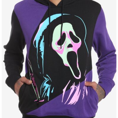 Scream Ghost Face Black & Purple Panels Hoodie