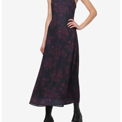 Cosmic Aura Red Floral Maxi Slip Dress